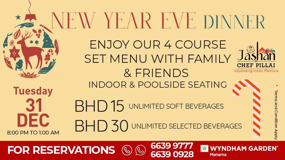 New Year\u2019s Eve Dinner at Jashan by Chef Pillai