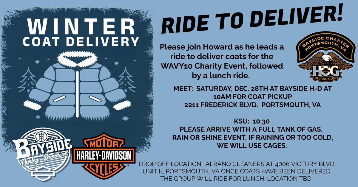 WINTER COAT DELIVERY RIDE WITH BAYSIDE H.O.G. 