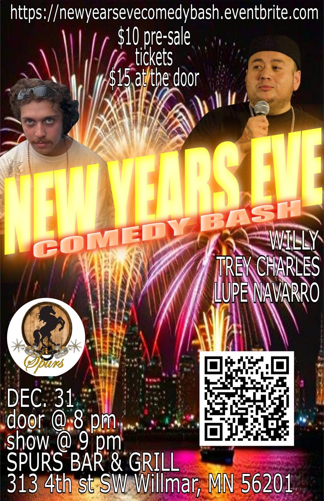 New Years Eve Comedy Bash @ Spurs Bar and Grill