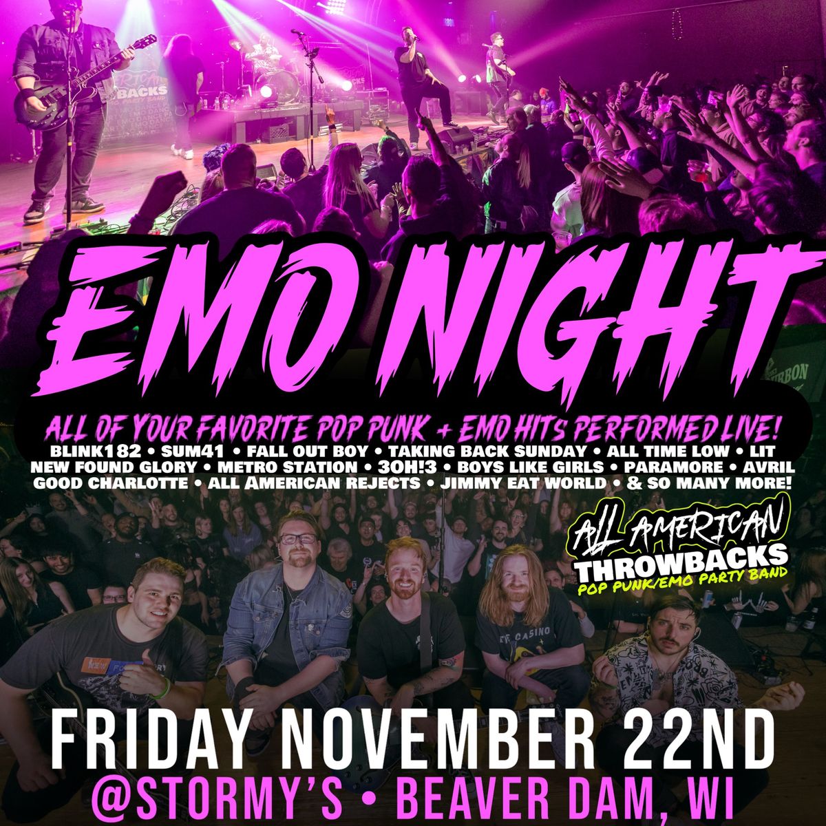 Emo Night w\/ All American Throwbacks @ Stormy's [Beaver Dam, WI]