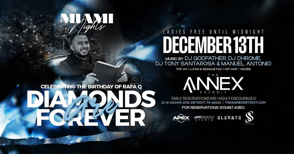 Miami Nights Presents Diamonds are Forever on December 13 at The Annex