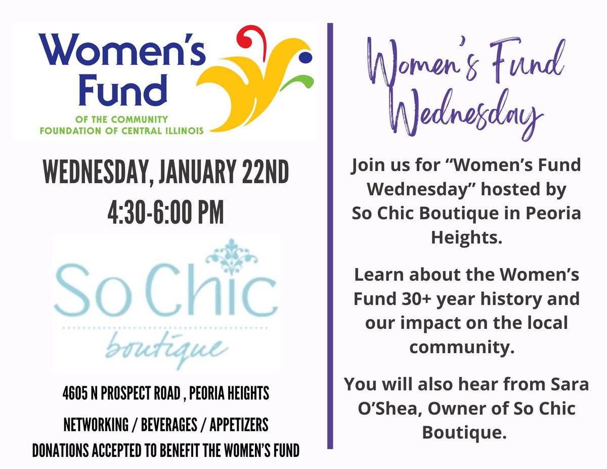 Women's Fund Wednesday - Hosted by So Chic Boutique