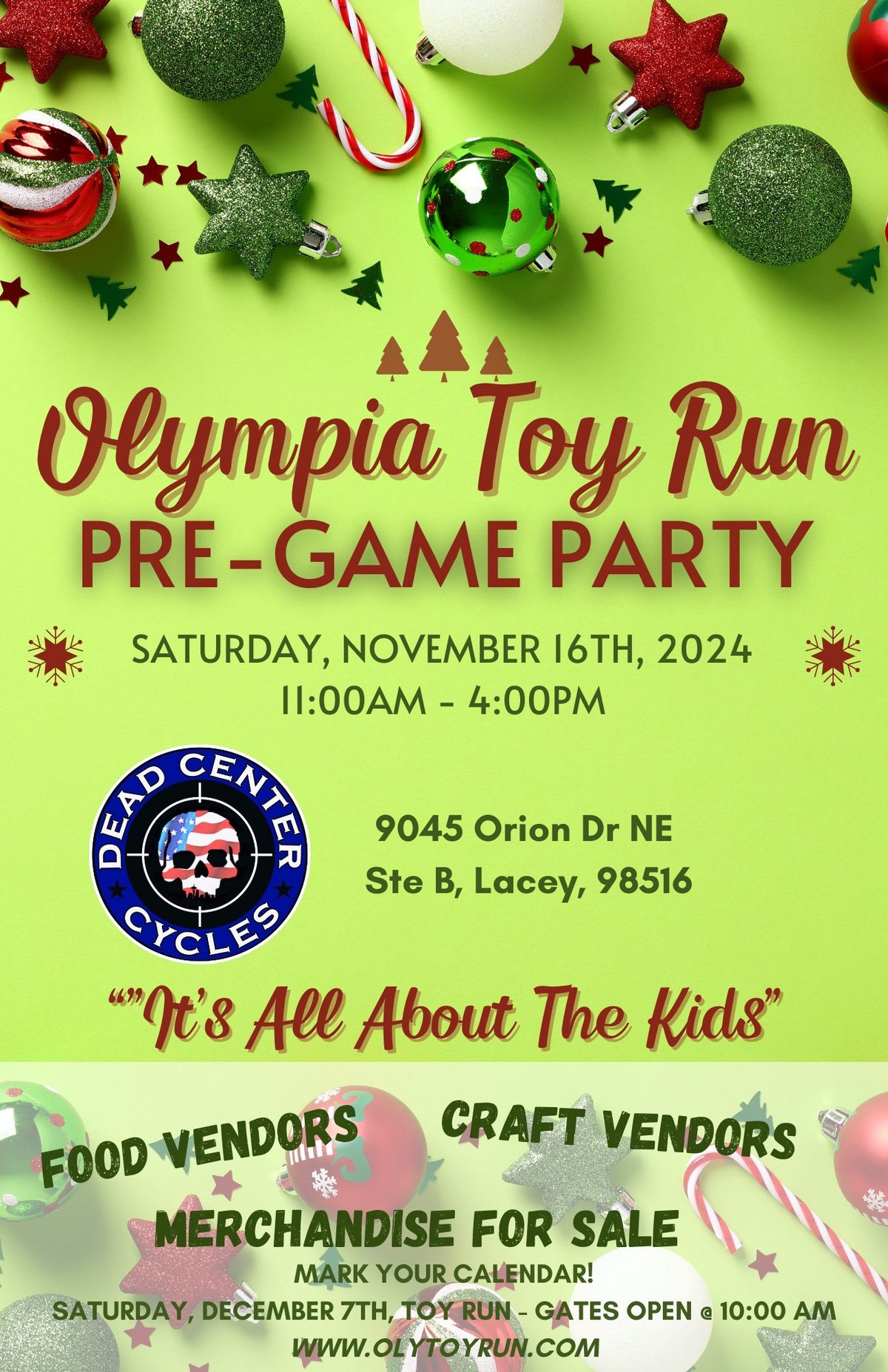 Olympia Toy Run Pre-Game Party