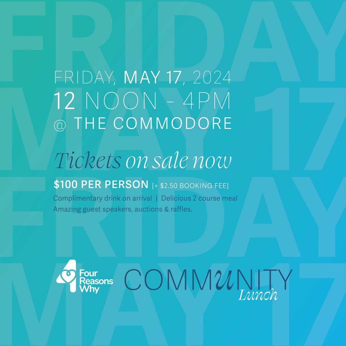 Four Reasons Why Community Lunch - TICKETS ARE NOW SOLD OUT!