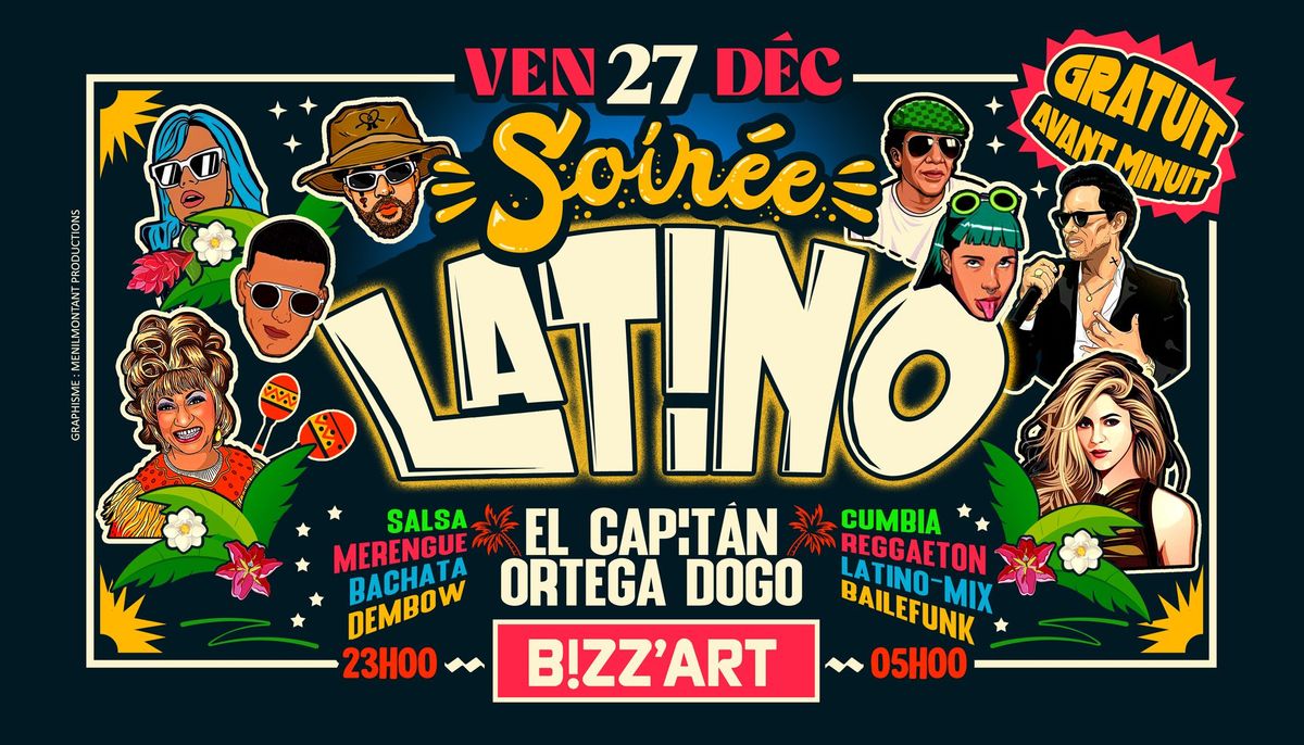 SOiR\u00c9E LATiNO x CANAL ST MARTIN \ud83c\udf34 GRATUIT \u200bAVANT MINUIT \ud83d\udd25 Ven.27.D\u00e9c au Bizz'Art (Paris10)