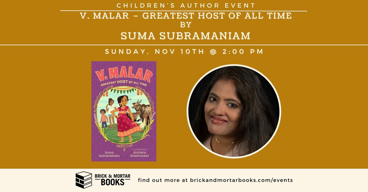 Chapter Book Launch: Suma Subramaniam, author of V. MALAR \u2013 GREATEST HOST OF ALL TIME