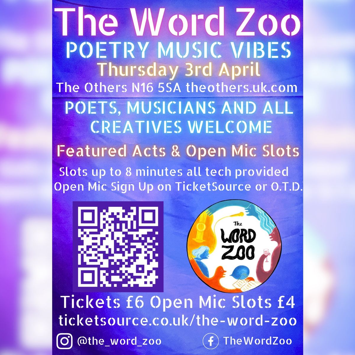 The Word Zoo - Abundant April Ft. TBC (POETRY, MUSIC AND VIBES) - Open Mic Slots Available