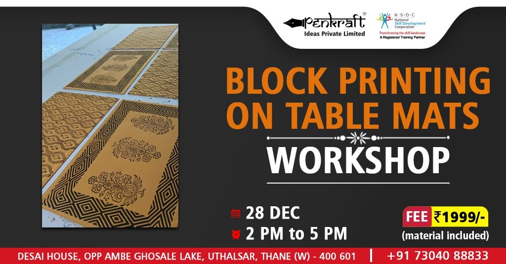 PENKRAFT BLOCK PRINTING ON TABLE MATS WORKSHOP