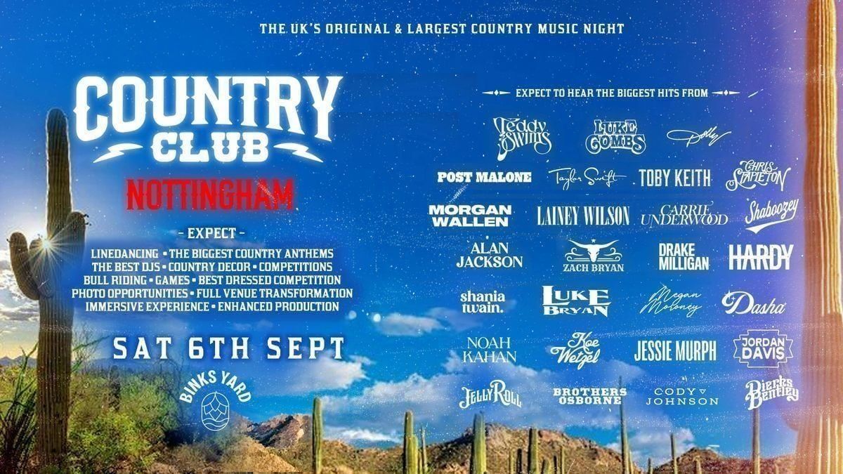 Country Club \u26a1- Outdoor Country Music Festival \u2022 6th Sept \u2022 Nottingham | Binks Yard