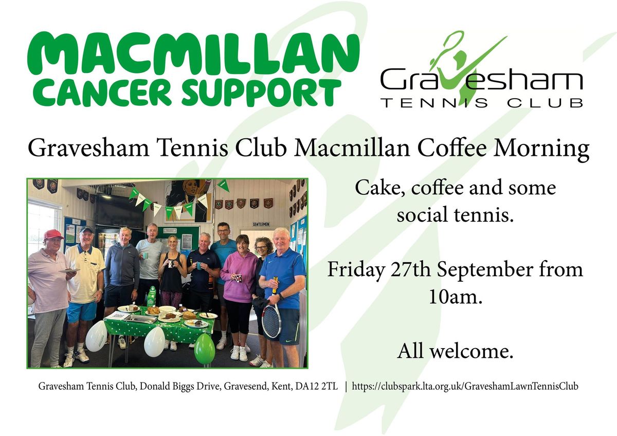 Gravesham Tennis Club Macmillan Coffee Morning