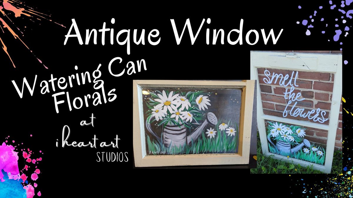 Antique Window - Watering Can Florals