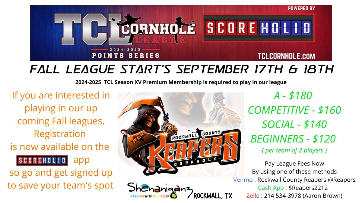 RCR - TCL Season XV Fall Doubles League ( A , Competitive , Social , Beginners )  