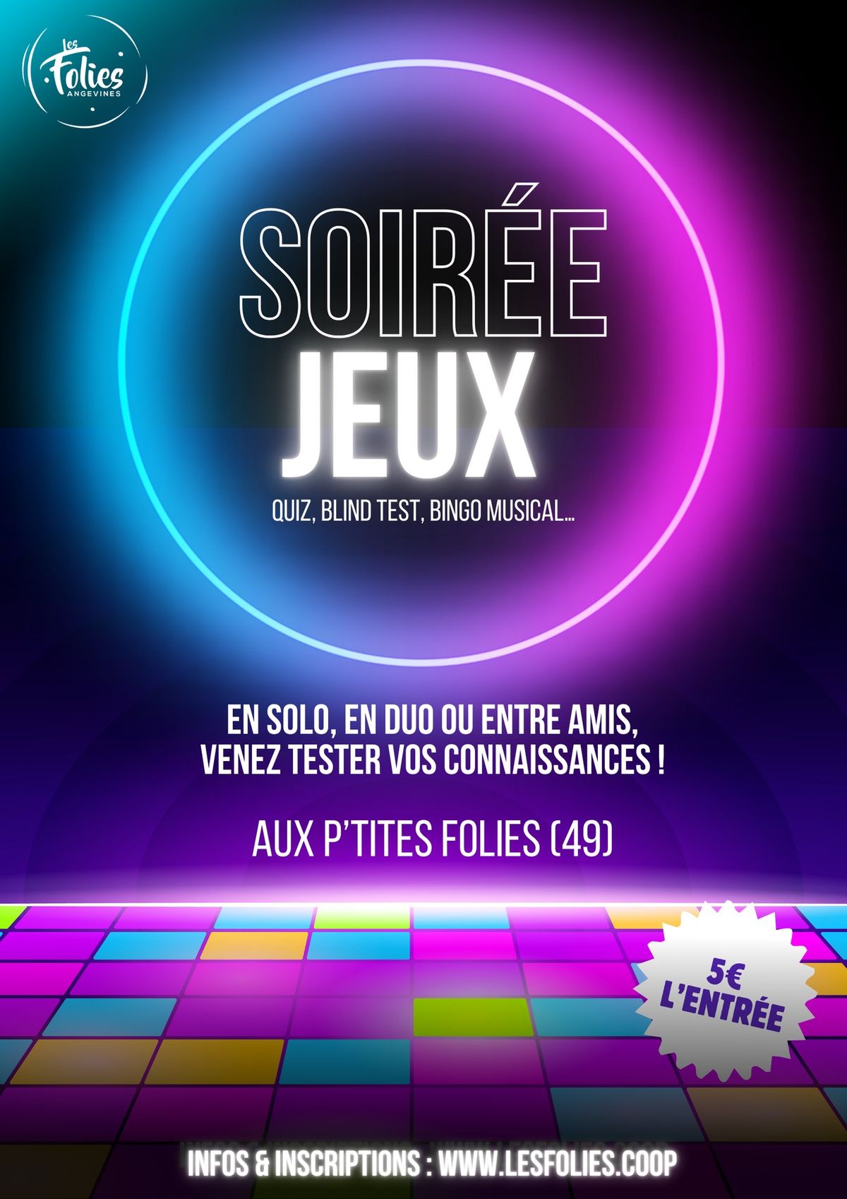 Soir\u00e9e jeux (quiz, blind test, bingo musical\u2026) aux P'tites Folies (49)