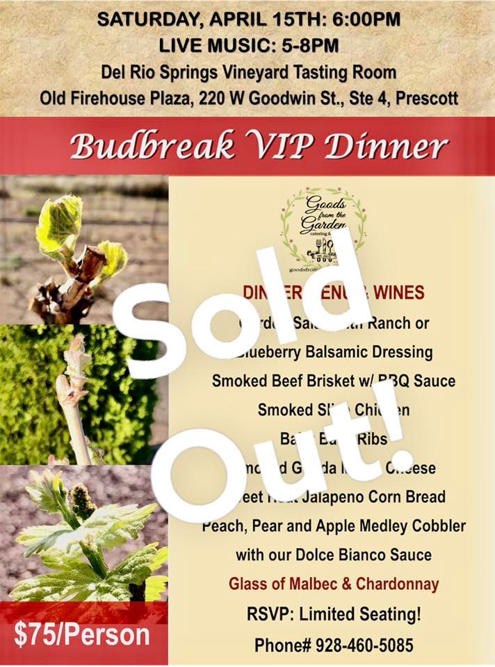 Bud Break VIP Dinner Del Rio Springs Vineyard Prescott 15 April 2023 bud-break-vip-dinner-del-rio-springs-vineyard-prescott-15-april-2023
