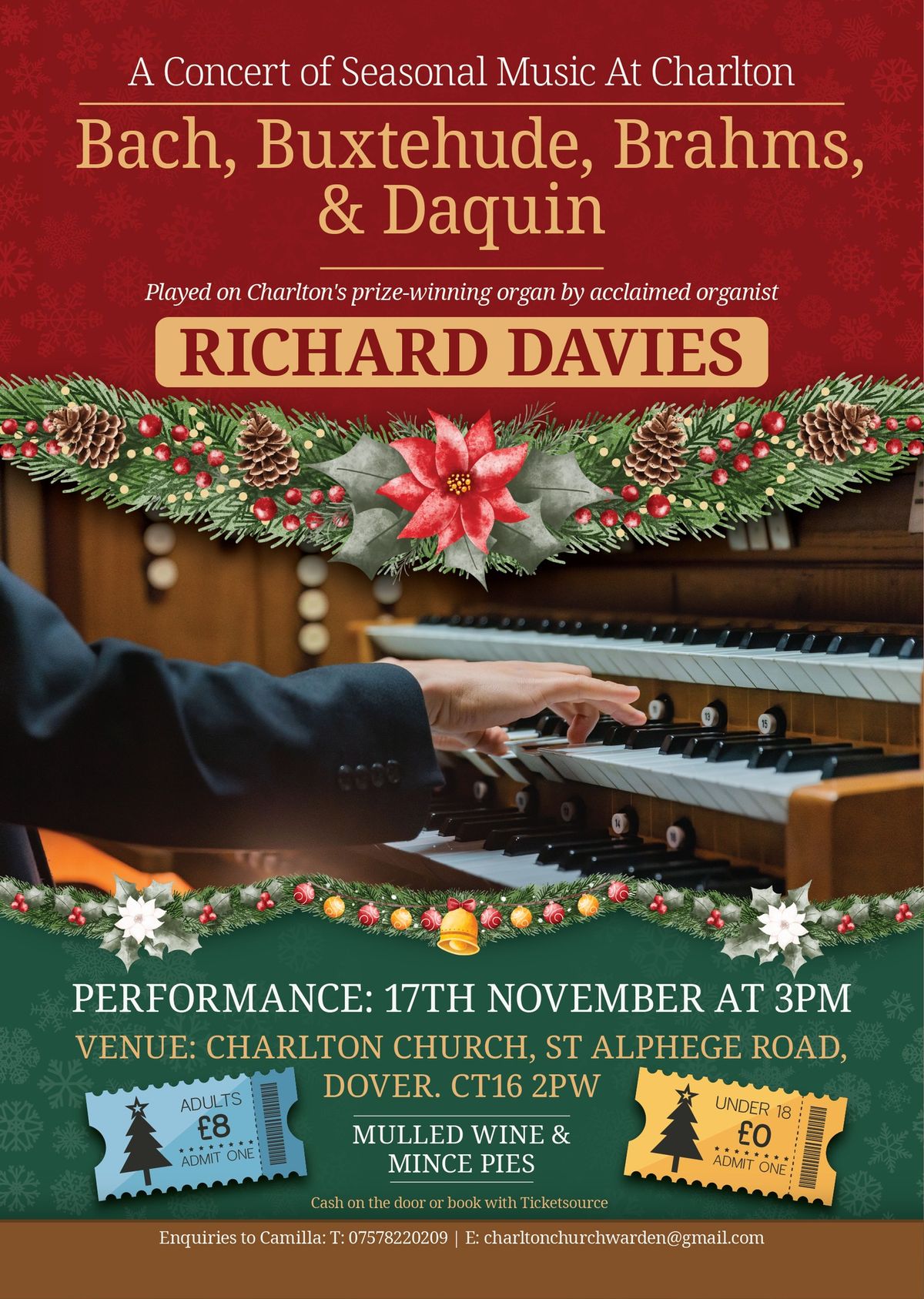 Come and hear the Charlton organ, bringing in the festive season