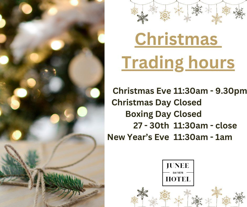 Christmas Day and Boxing Day Closed