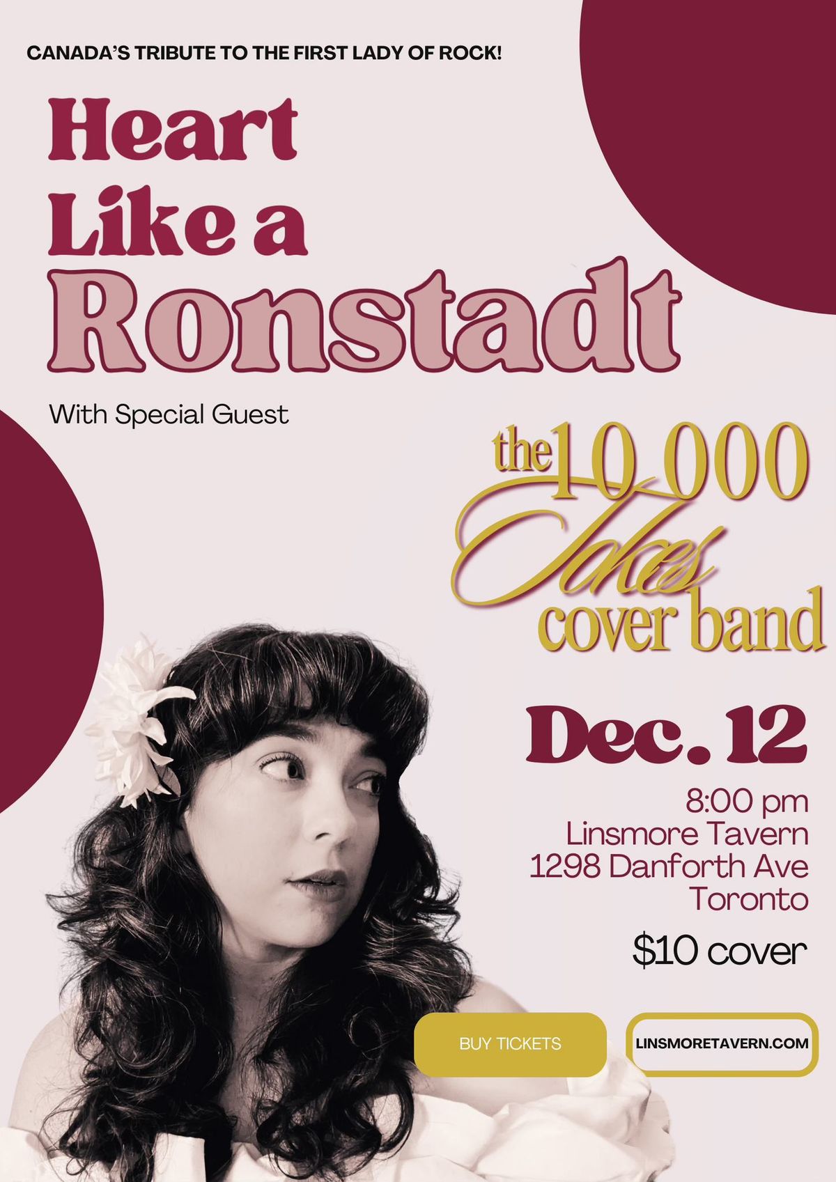 Heart Like a Ronstadt \u2013 Canada\u2019s tribute to Linda Rondstadt Live at the Linsmore Tavern!!!