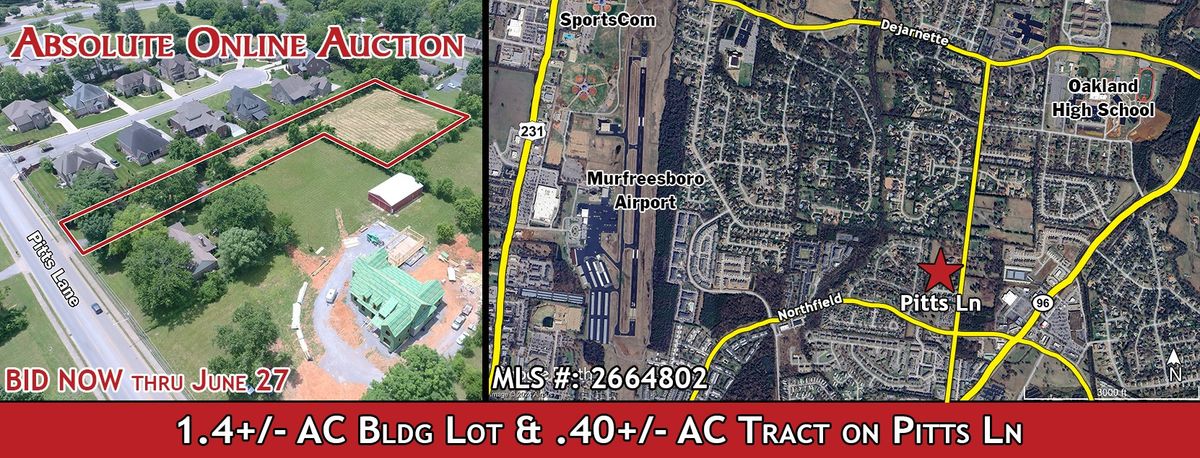 Public Showing: 1.4+\/- AC Bldg Lot & .40+\/-AC Tract on Pitts Ln