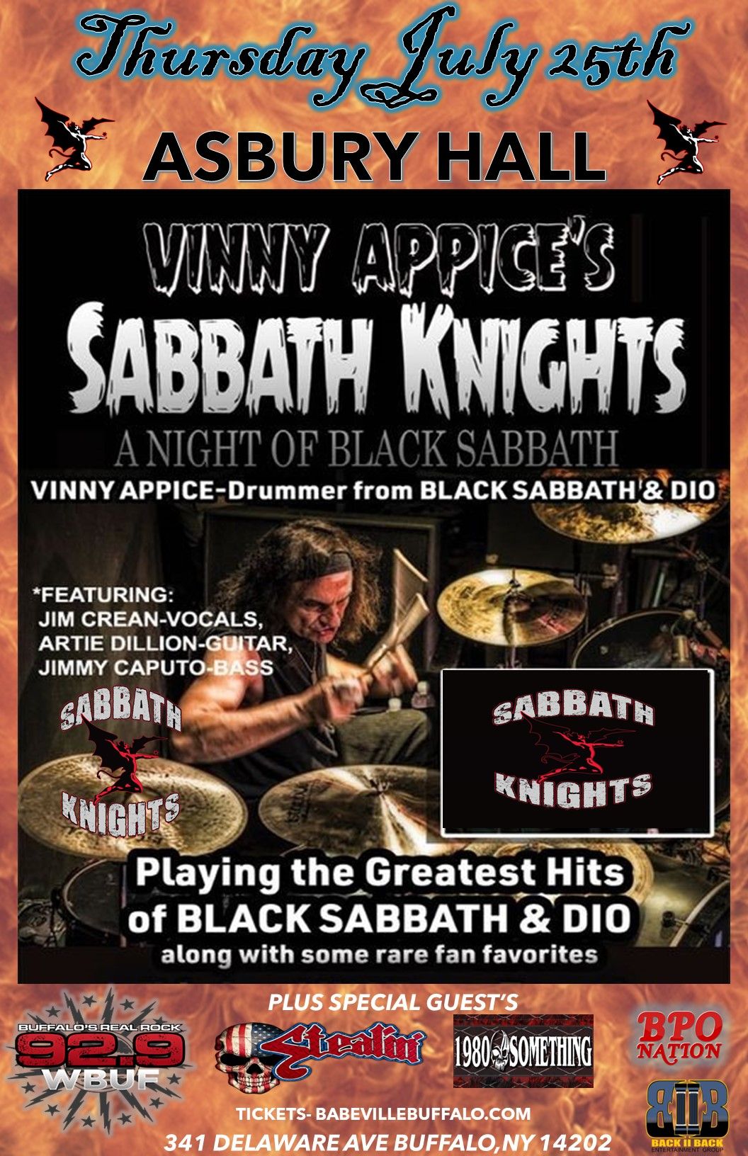 Vinny Appice's Sabbath Knights live in Asbury Hall, Buffalo, NY