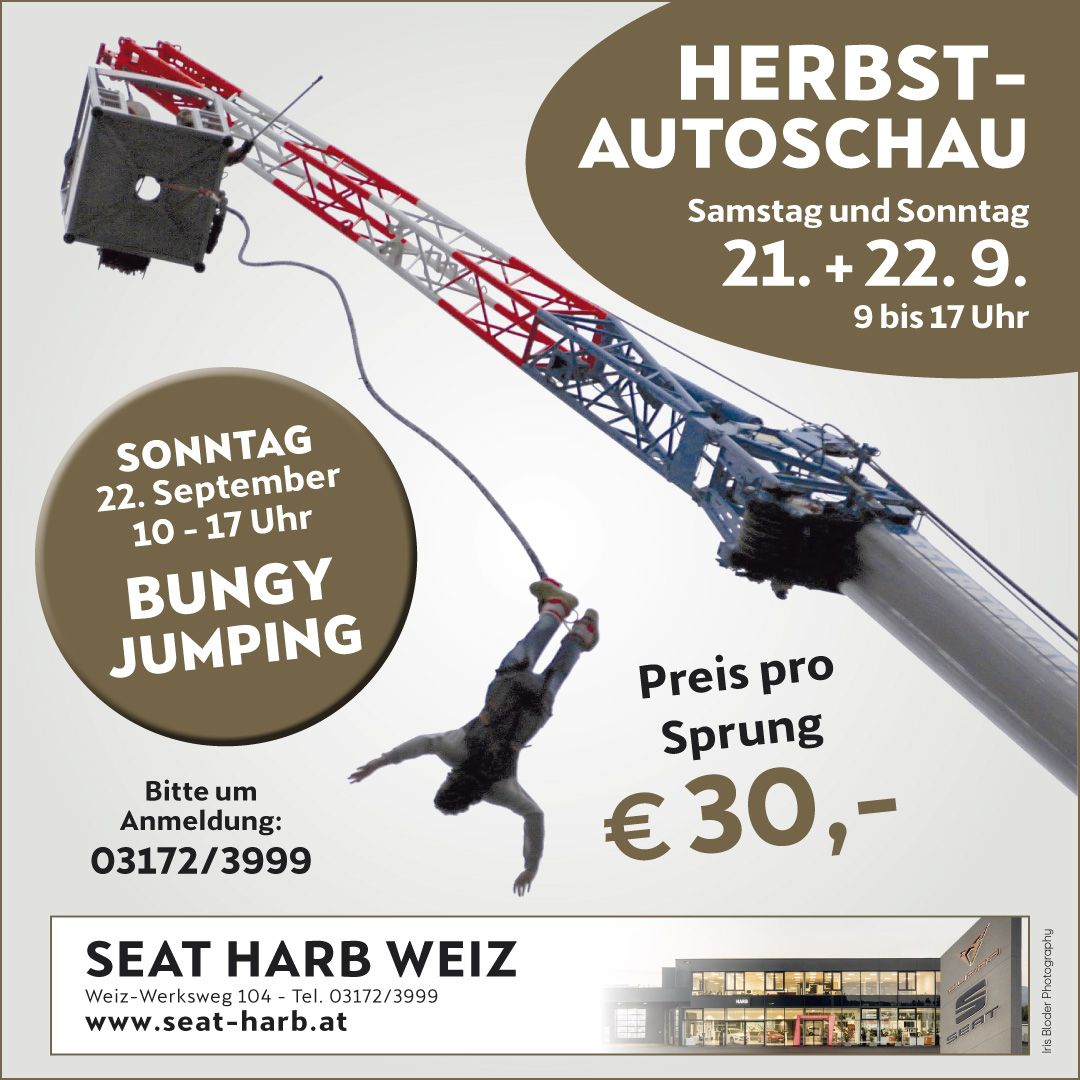 Gro\u00dfe Herbst-Autoschau mit Bungy Jumping