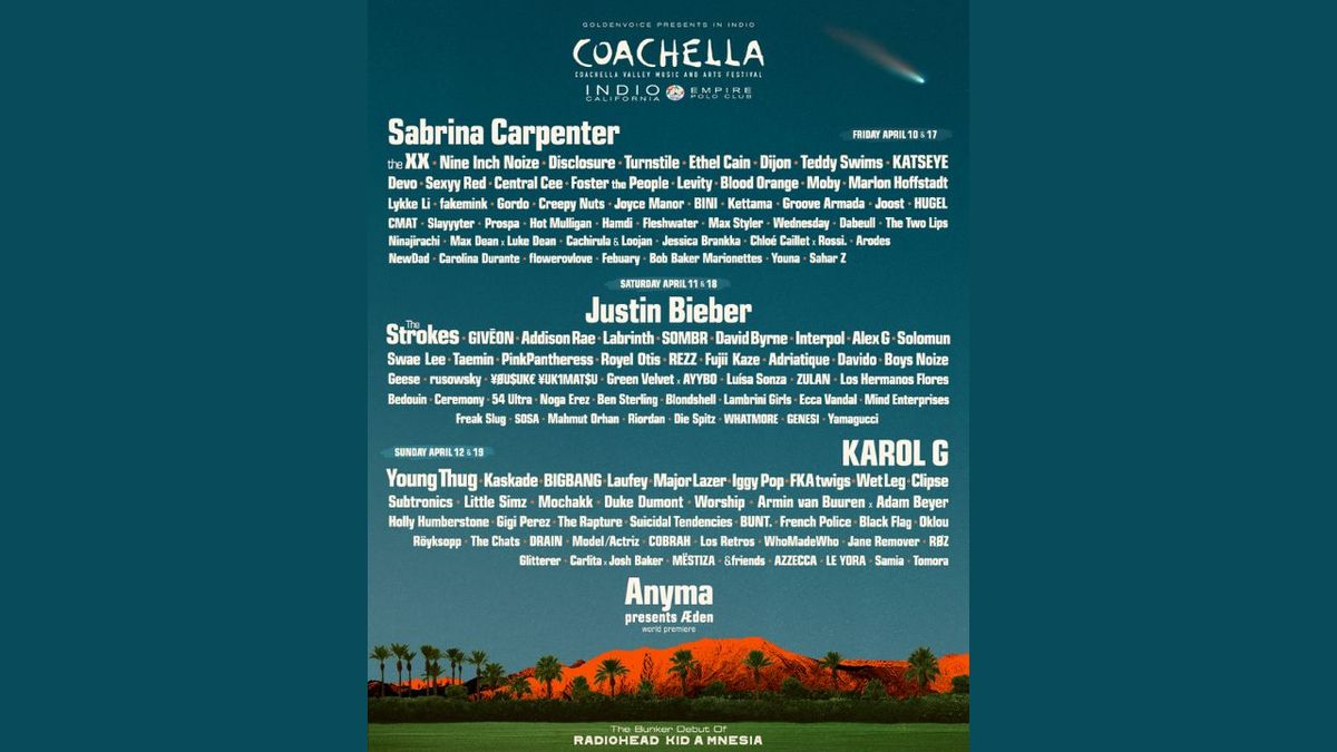 Coachella 2026 Weekend 2: Sabrina Carpenter  Justin Bieber & Karol G - 3 Day Pass