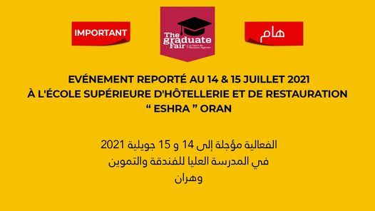 The Graduate Fair Eshra Ecole Dhotellerie Doran Eshra Ecole Hoteliere D Oran 23 March 2021