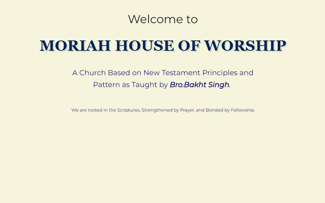 Moriah House of Worship- Bible Study