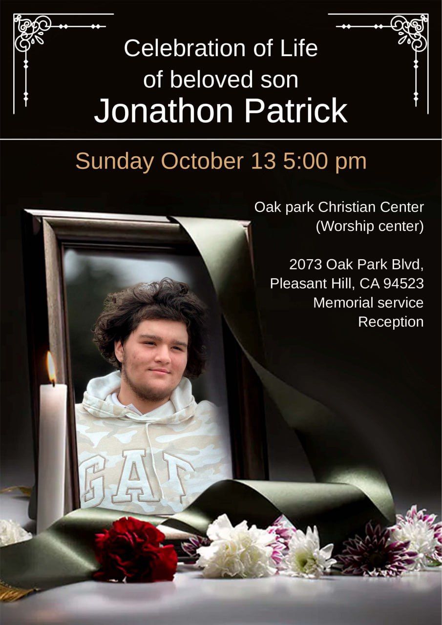 Celebration of life of beloved son Jonathon Patrick 