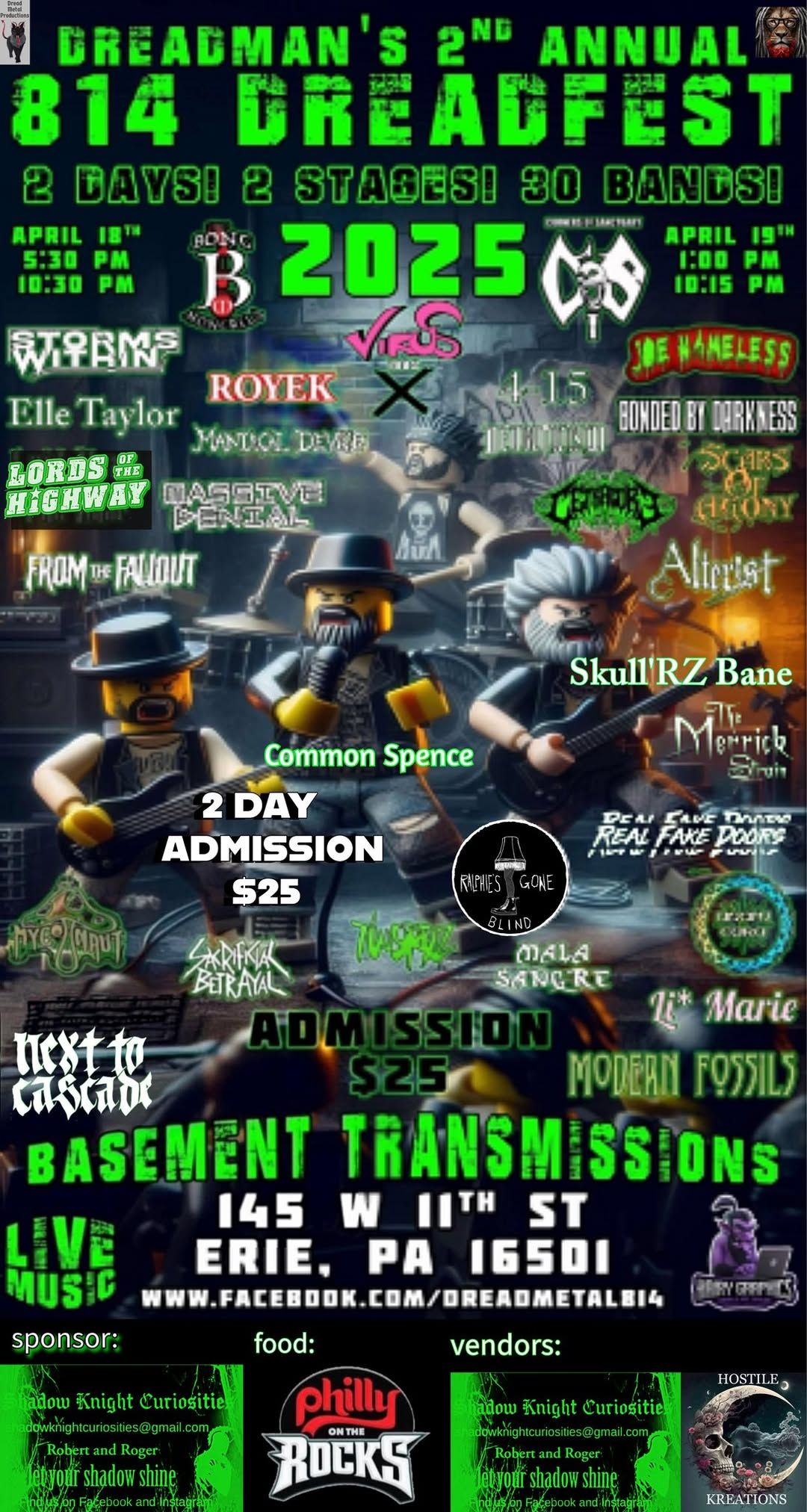 DreadMan\u2019s 2nd Annual 814 Dread Fest @ Basement Transmissions, Erie, PA