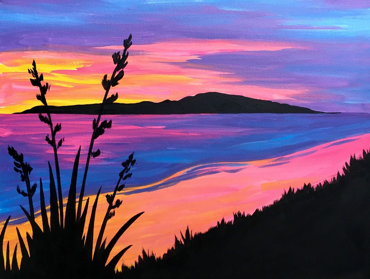 Paint and Wine in Matakana - Sunset At The Beach