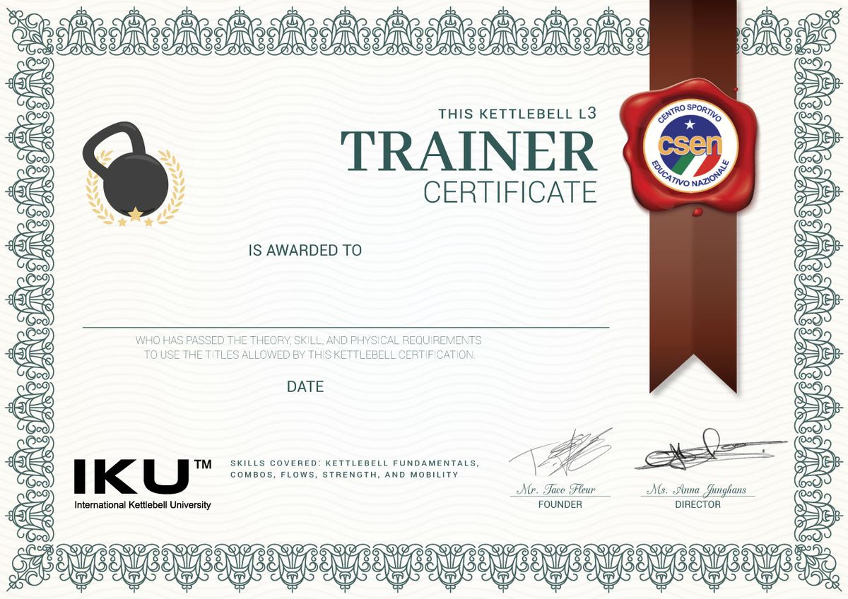 3-day kettlebell certification in Bari Italy by IKU\u2122 and backed by CSEN