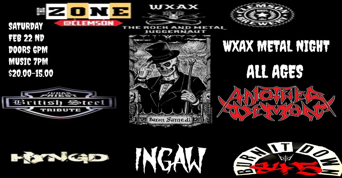 WXAX and CLEMSON BREWERY bring to you WXAX METAL NIGHT