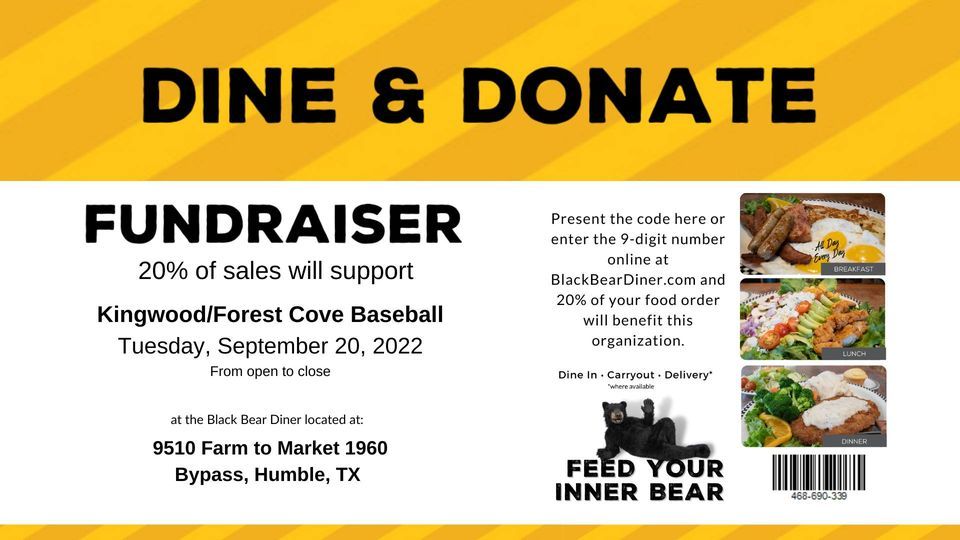 Kingwood / Forest Cove Baseball Fundraiser @ Black Bear Diner, Black