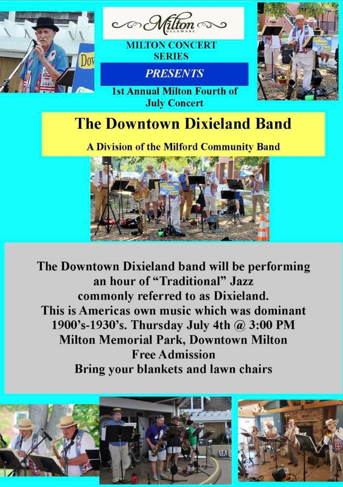 Milton Concert Series:  Concerts on the Fourth - Featuring the Downtown Dixieland Band
