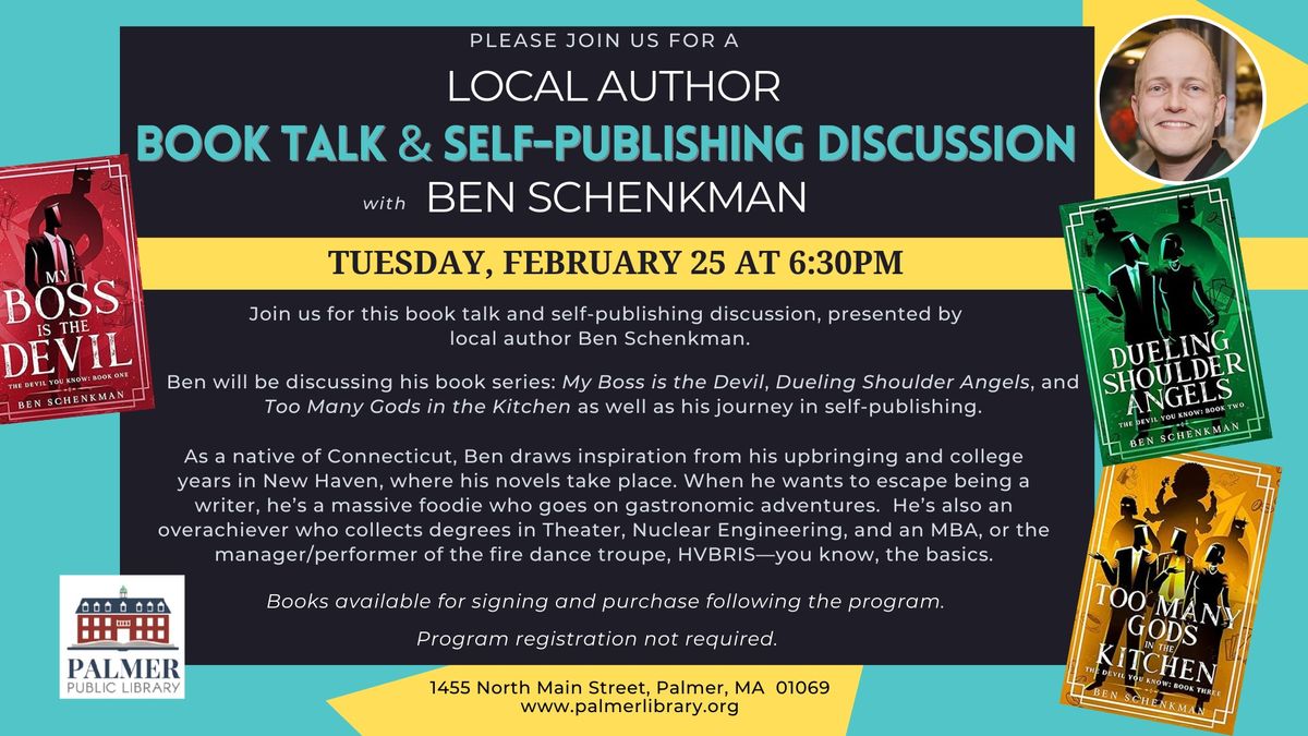 Local Author Book Talk &  Self-Publishing Discussion with Ben Schenkman