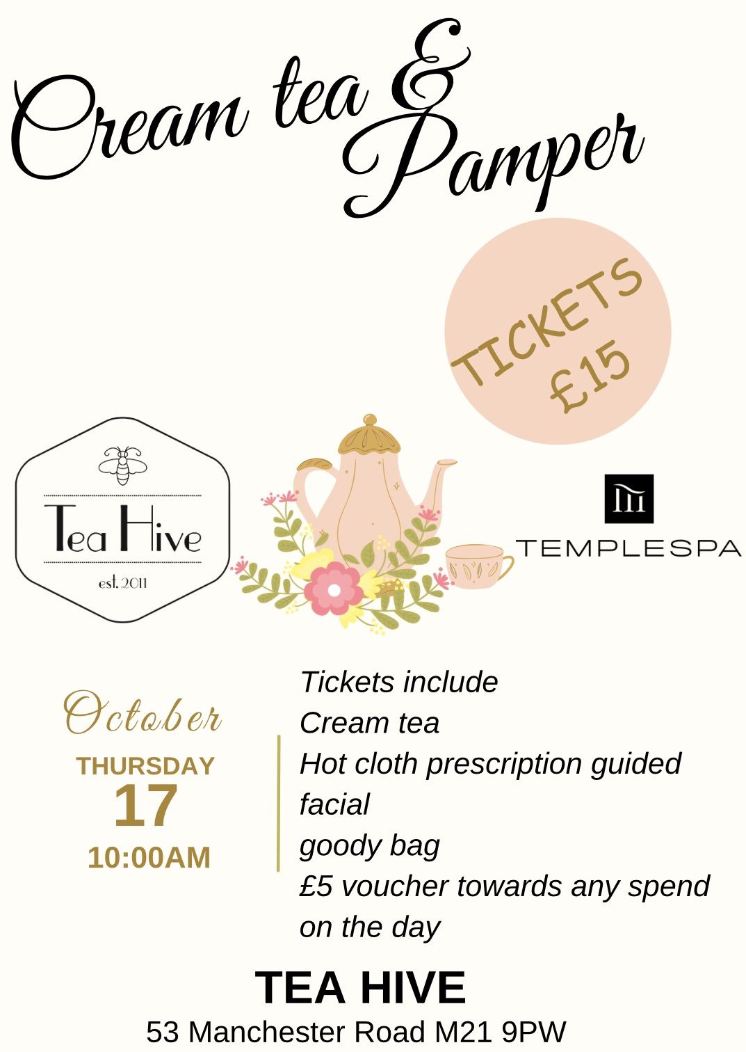 Tea Hive Cream tea & pamper 