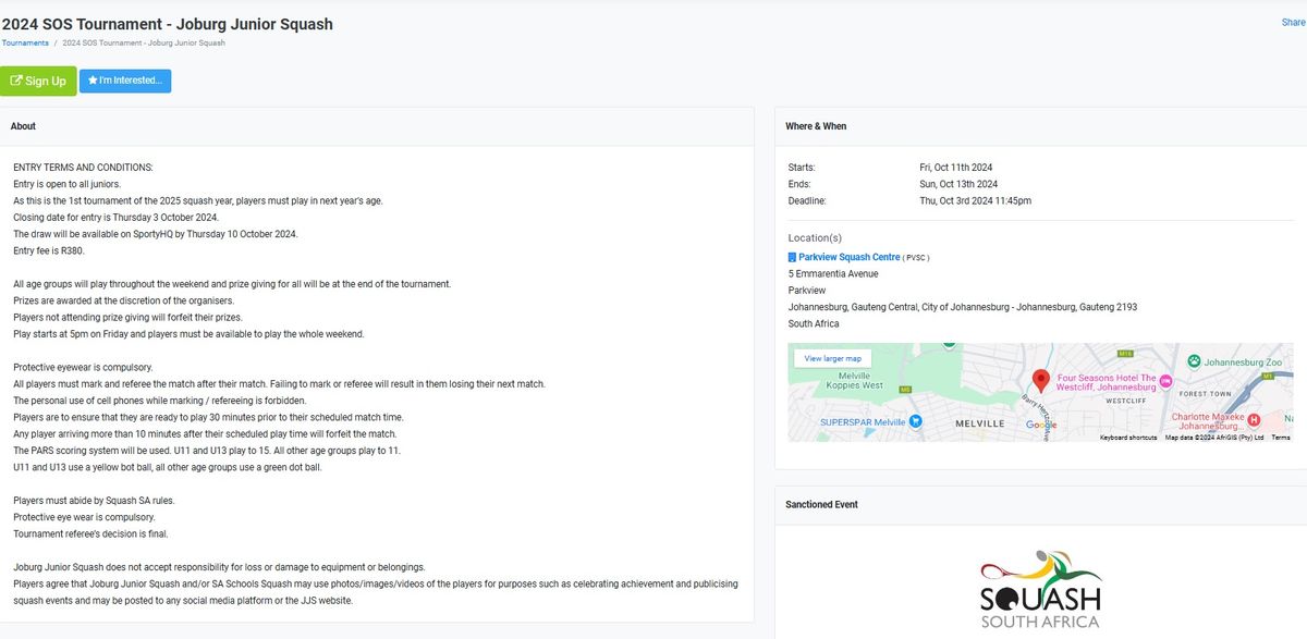 2024 SOS Tournament: Joburg Junior Squash