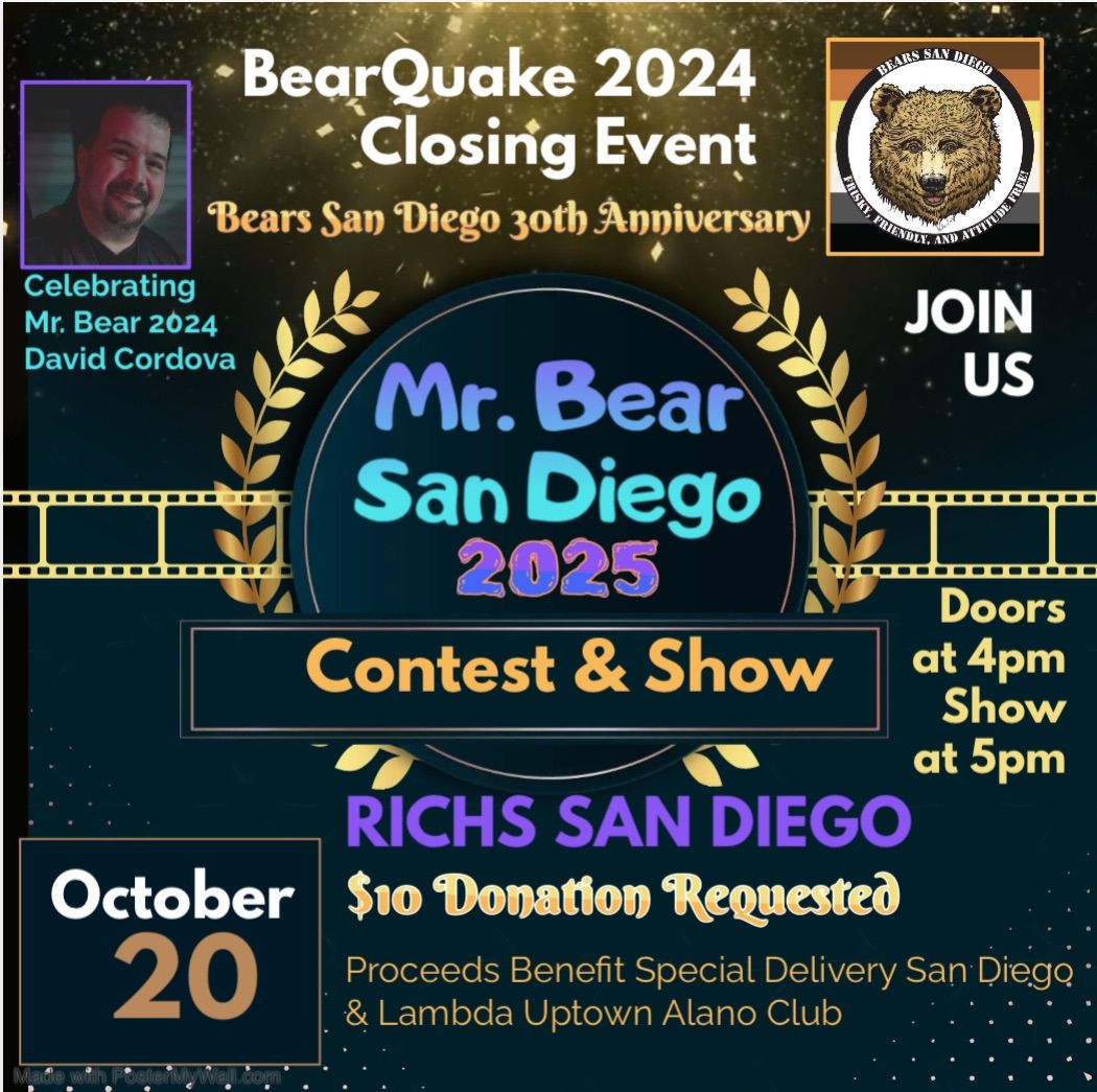 Mr. San Diego Bear 2025 Contest & Bears SD 30th Anniversary Celebration Party 