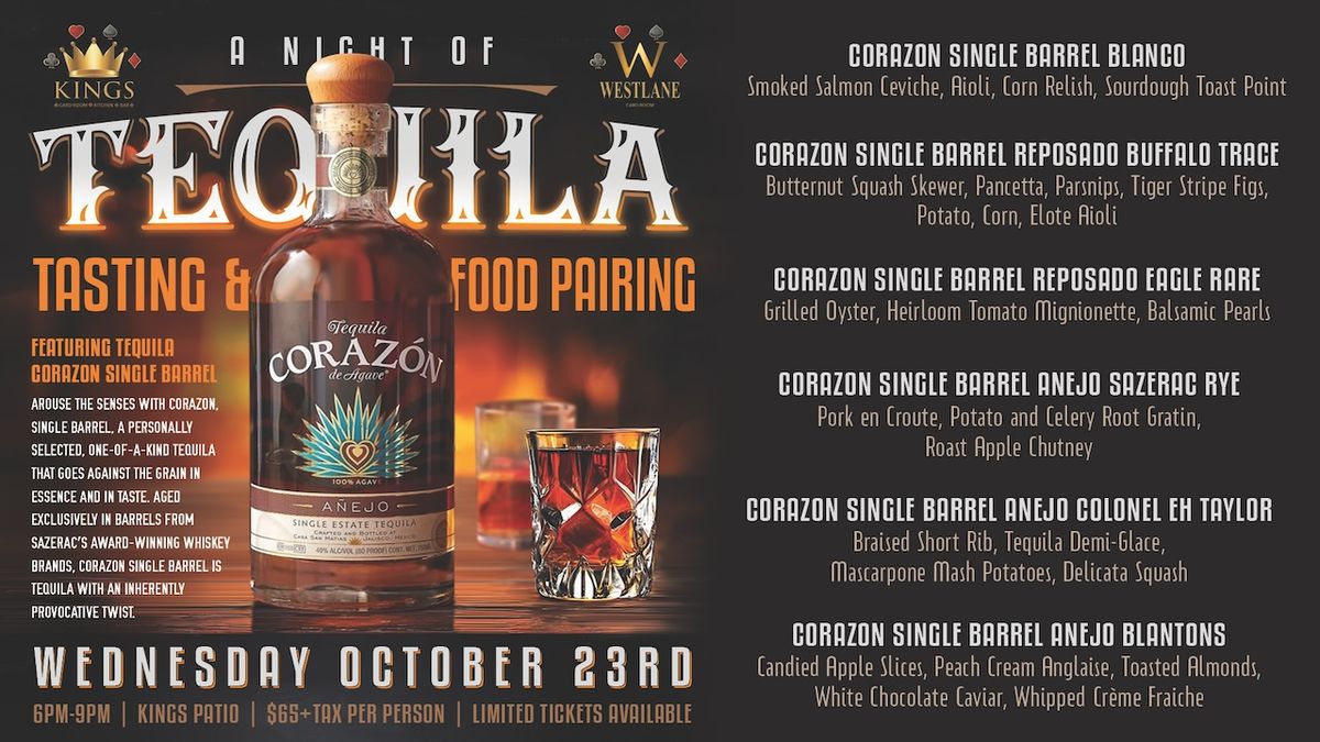 Tequila Tasting and Food Pairing Night at Kings!