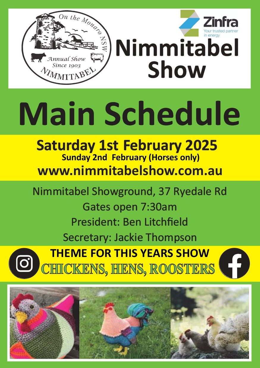 Nimmitabel Main Show Schedule 2025