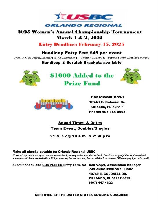 USBC Orlando Regional Women\u2019s Annual Championship 2025 Tournament 