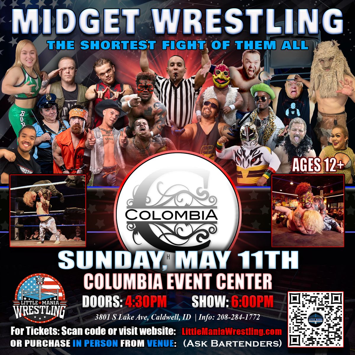 Boise, ID - Midget Wrestling All * Stars @ Columbia Event Center "The Shortest Fight of Them All!"