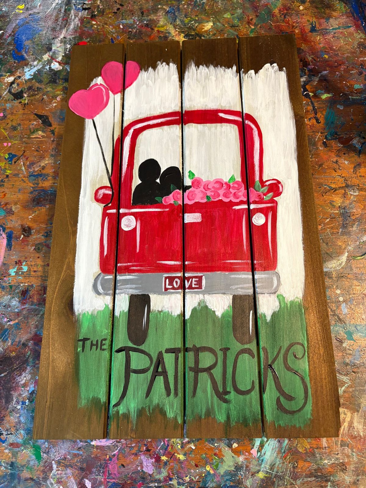 Valentines wood pallet paint night at Untold brewing in Plymouth 