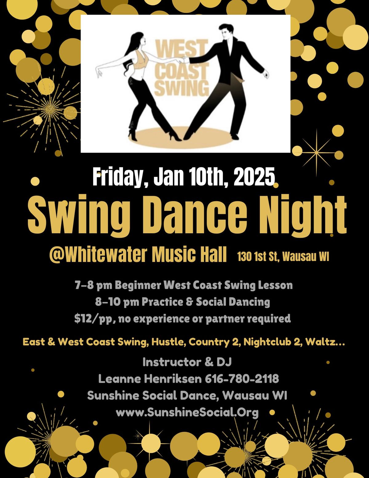 \u201cFriday, 1\/10\/25\u201d Swing Dance Night @Whitewater Music Hall