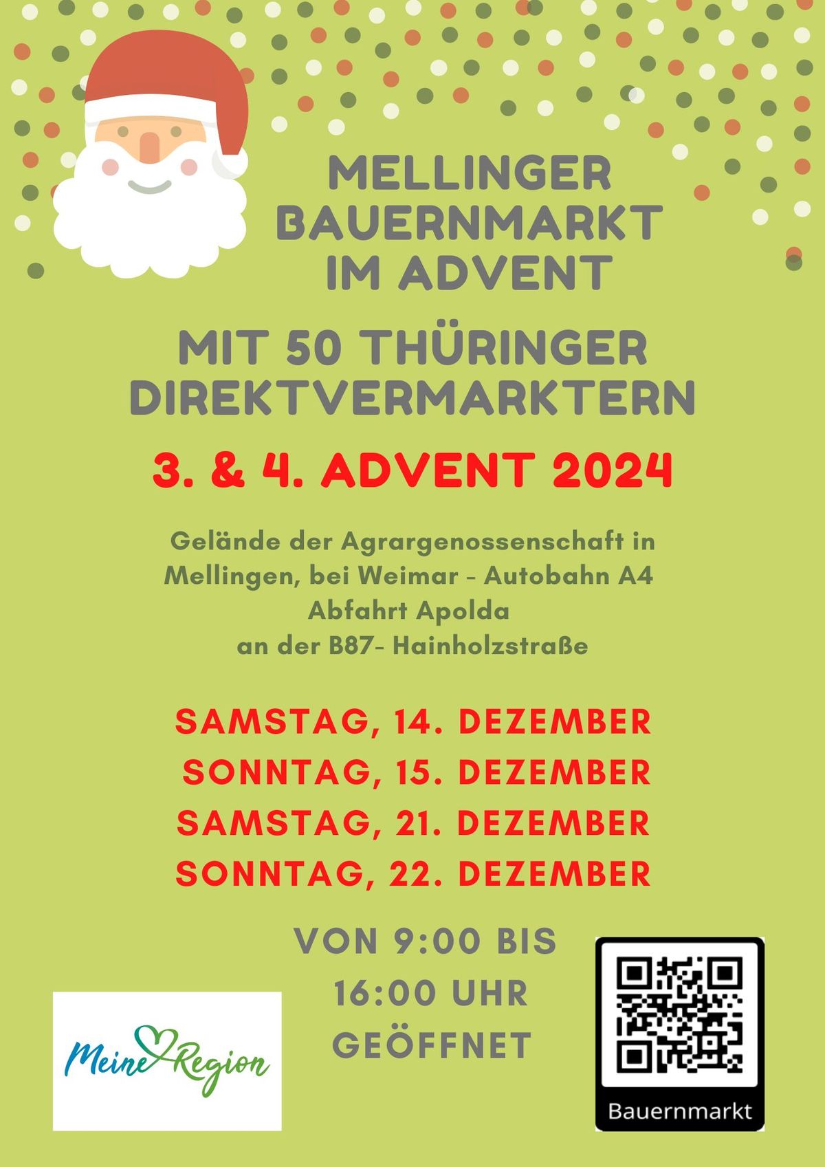 Mellinger Bauernmarkt im Advent 3. & 4. Adventswochenende 2024