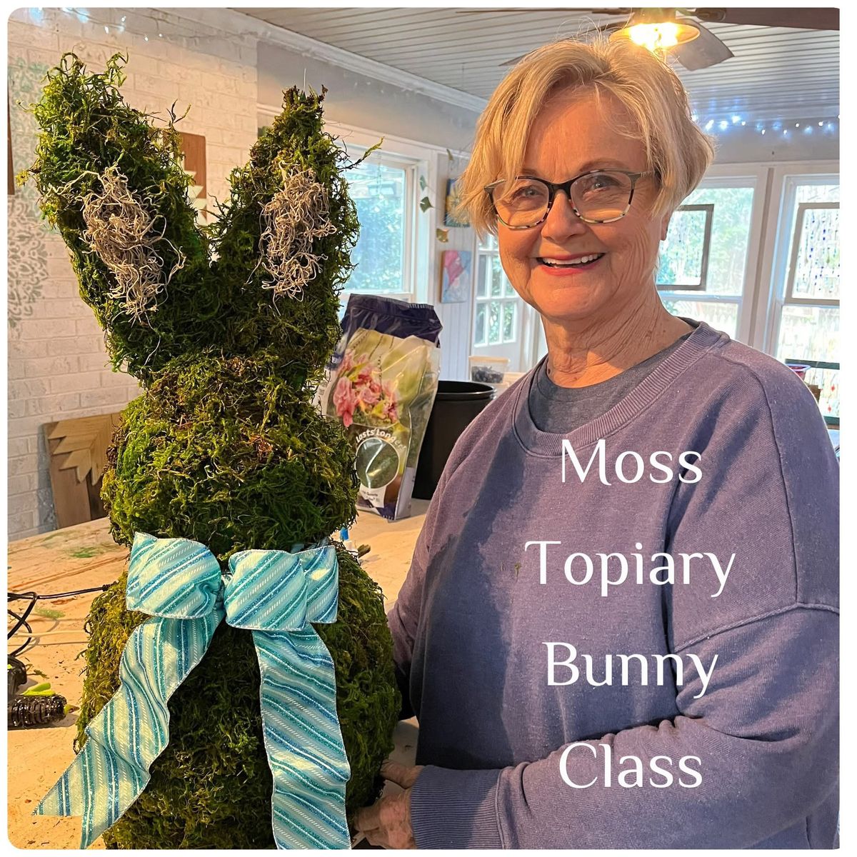 \ud83d\udc9aCLASS IS FULL DIY Moss Topiary Bunny Class with West & Co. 