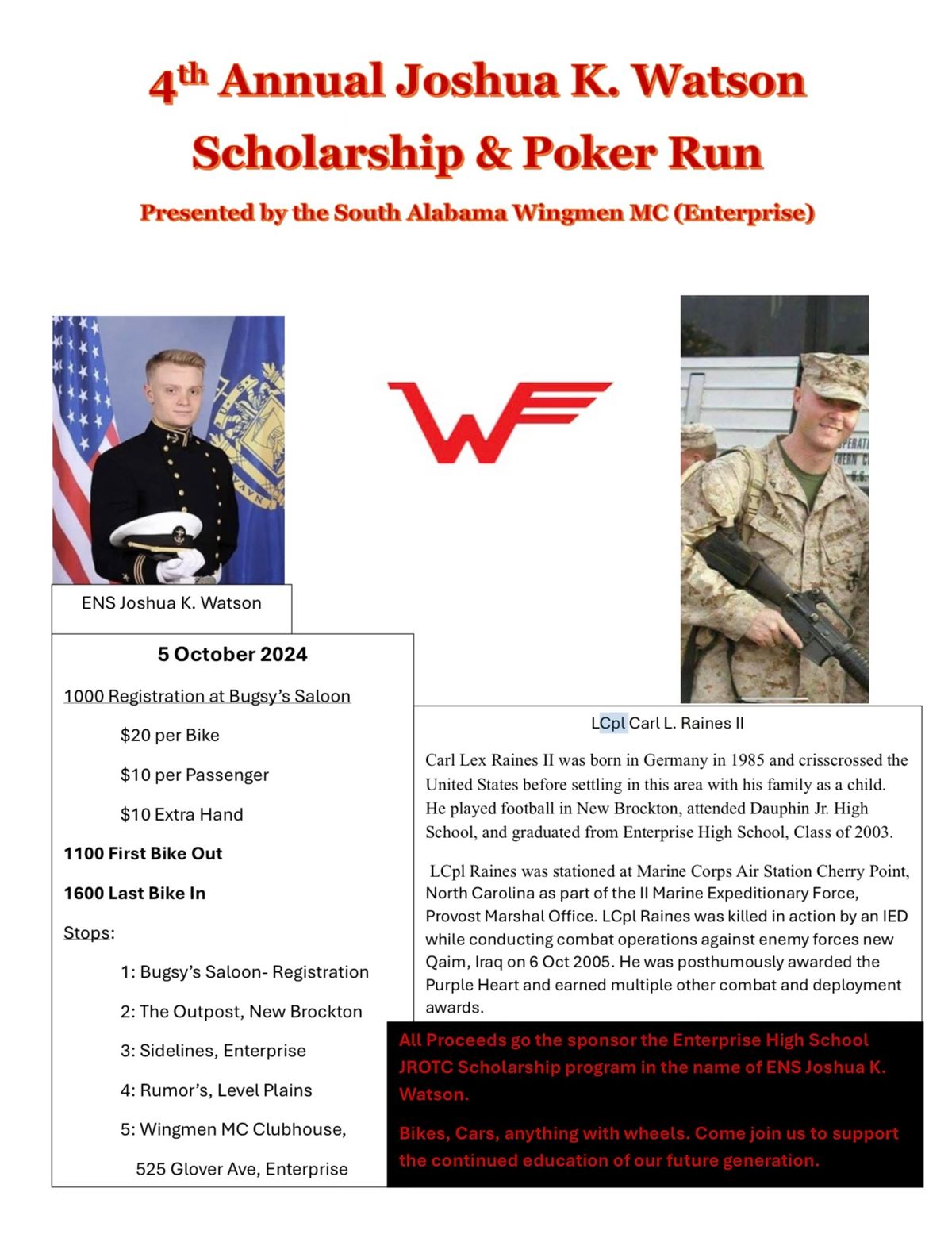 4th Annual Joshua Watson Scholarship and Poker Run