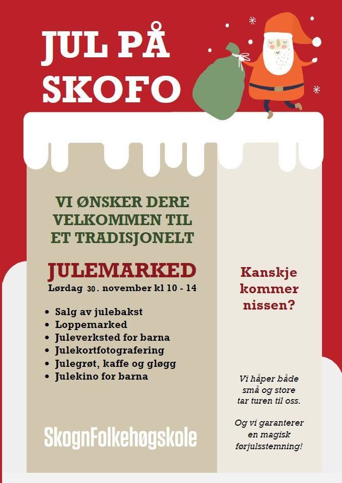 30 november Julemarked ved Skogn folkeh\u00f8gskole