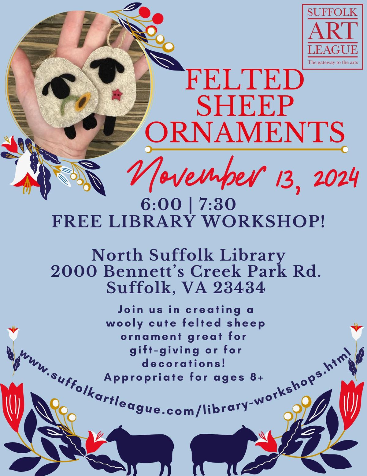 Free Library Workshop Felted Sheep Ornaments