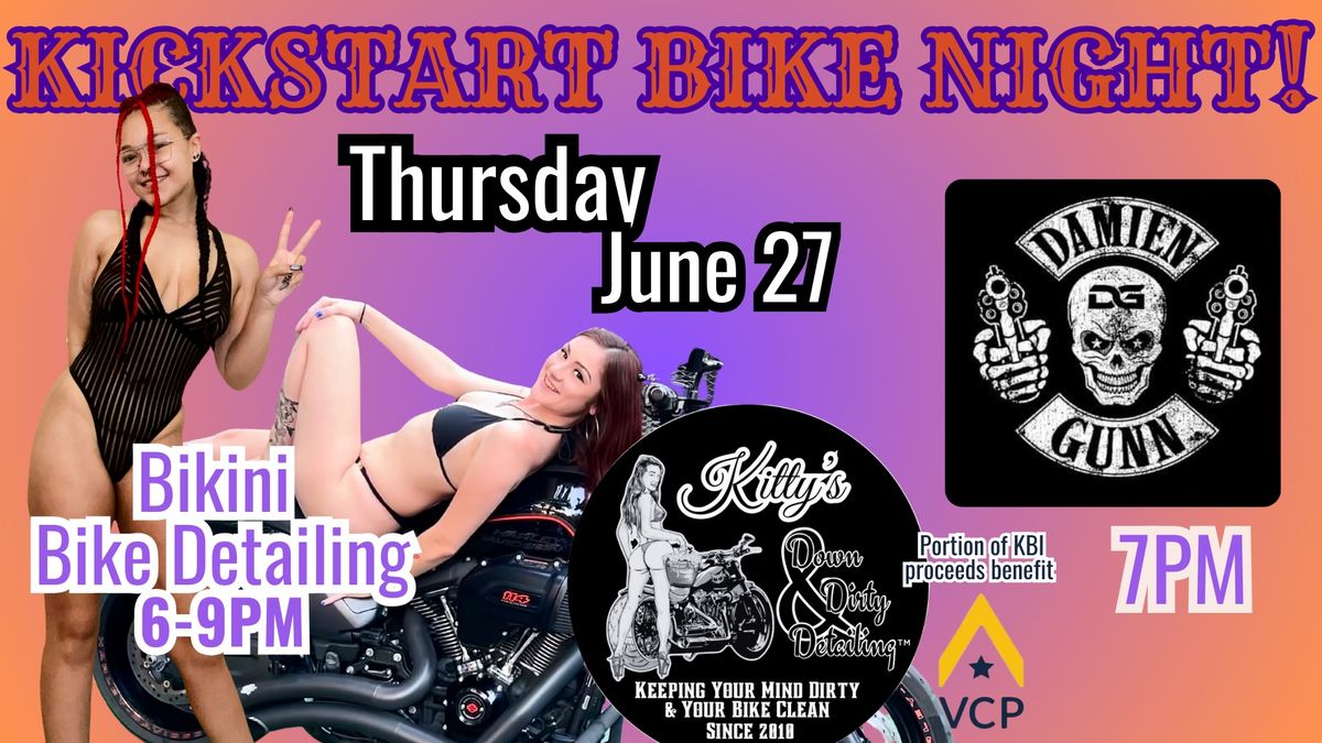 Kickstart Bike Night, Bikini Bike Detailing & Live Music by Damien Gunn